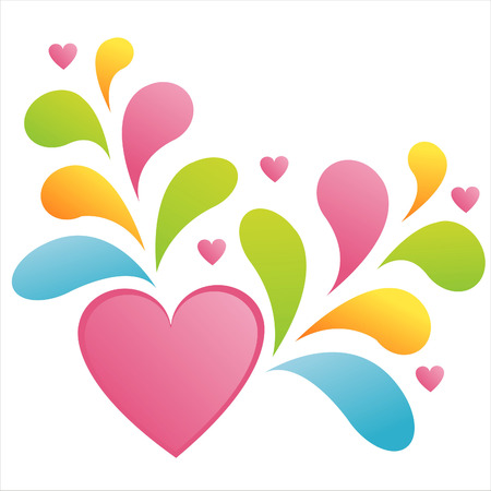 glossy heart with colorful splashのイラスト素材