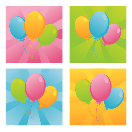 set of 4 birthday balloons backgroundsのイラスト素材