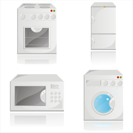 set of 4 housework electronics iconsのイラスト素材