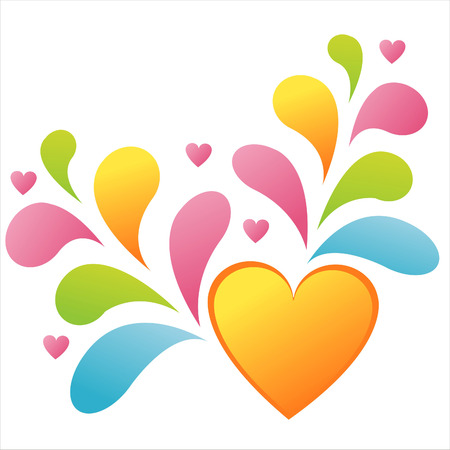 glossy heart with colorful splashのイラスト素材