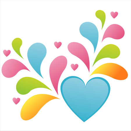 glossy heart with colorful splashのイラスト素材
