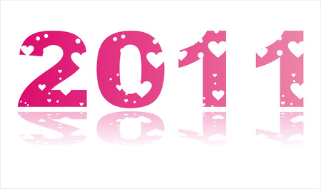 2011 decorated with heartsのイラスト素材