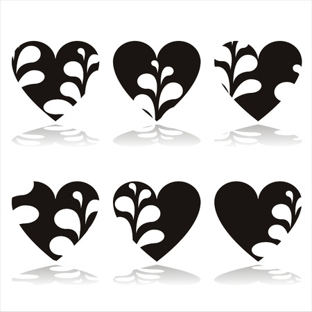 set of 6 stylish heartsのイラスト素材