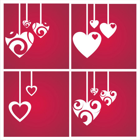 set of 4 st. valentine's day backgroundsのイラスト素材