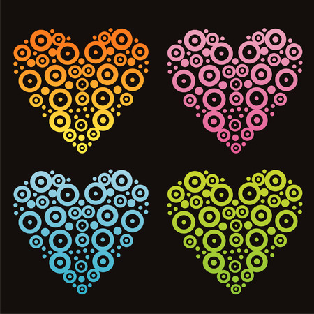 set of 4 abstract heartsのイラスト素材