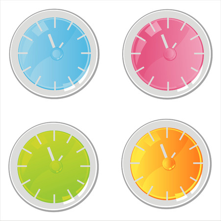 set of 4 colorful clocks iconsのイラスト素材