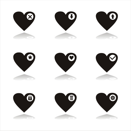 set of 9 black hearts iconsのイラスト素材