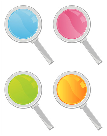set of 4 colorful magnifying glasses iconsのイラスト素材