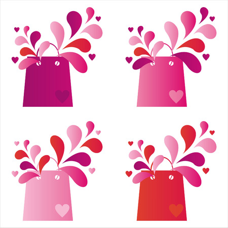set of 4 st. valentine's day shopping bagsのイラスト素材