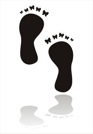 black butterfly foot stepsのイラスト素材