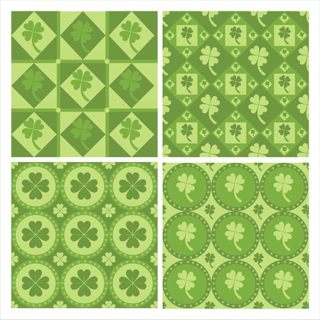 set of 4 cute clover patternsのイラスト素材