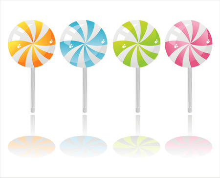 set of 4 colorful lollipopsのイラスト素材