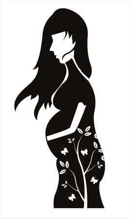 pregnant woman silhouetteのイラスト素材