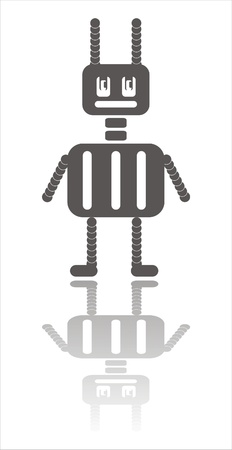 robot silhouette isolated on whiteのイラスト素材