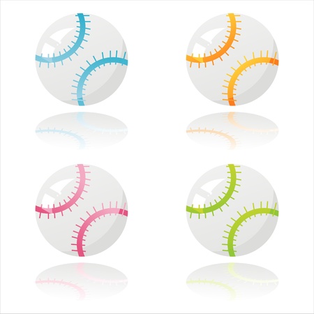 set of 4 colorful baseball ballsのイラスト素材