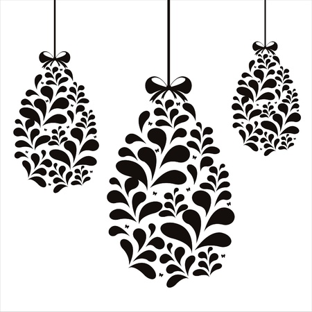  stylish decorated easter eggs isolated on whiteのイラスト素材