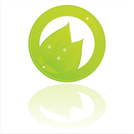 glossy leaves button isolated on whiteのイラスト素材