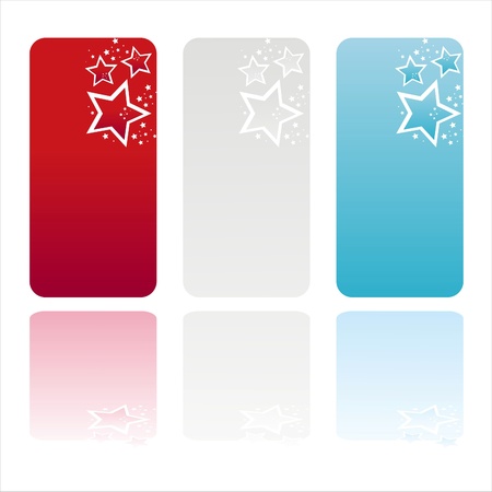  set of 3 american colored stars bannersのイラスト素材