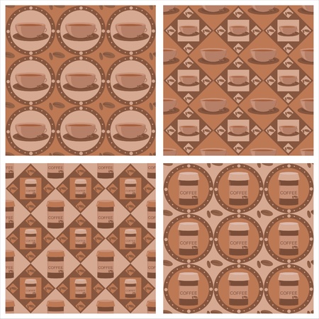  set of 4 cute coffee patternsのイラスト素材