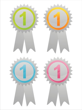 set of 4 colorful labels with number oneのイラスト素材