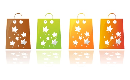 set of 4 autumn shopping bagsのイラスト素材