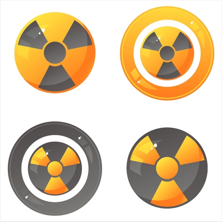 set of 4 glossy nuclear signsのイラスト素材