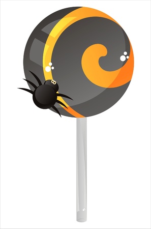 glossy halloween lollipop with spiderのイラスト素材