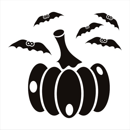 black pumpkin with bats iconのイラスト素材