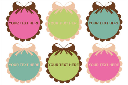 set of 6 stylish retro stickers のイラスト素材