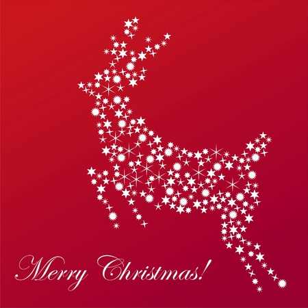 christmas deer made of stars over red backgroundのイラスト素材