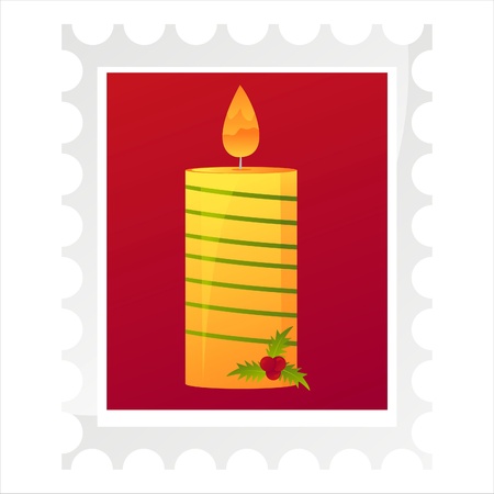  christmas post stamp with candle isolated on whiteのイラスト素材