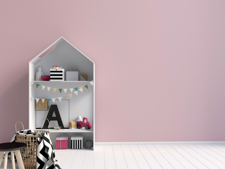 Mock up wall in interior of the child. modern style. 3d illustrationの写真素材