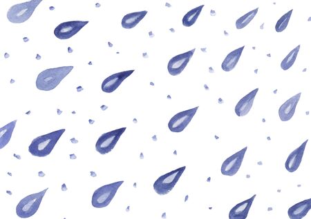 Set of blue watercolour drops. Hand drawn patternの写真素材