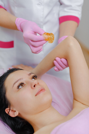 Liquid sugar for depilation closeup. Beauty Conceptの写真素材