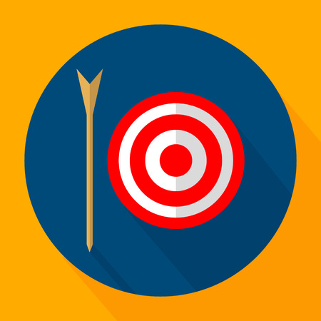 Archery icon flat design. Vector icons in flat design on the theme sport.  Vector fitness icon. Flat Style Icon with Long Shadow. Archery flat  icon with long shadowのイラスト素材