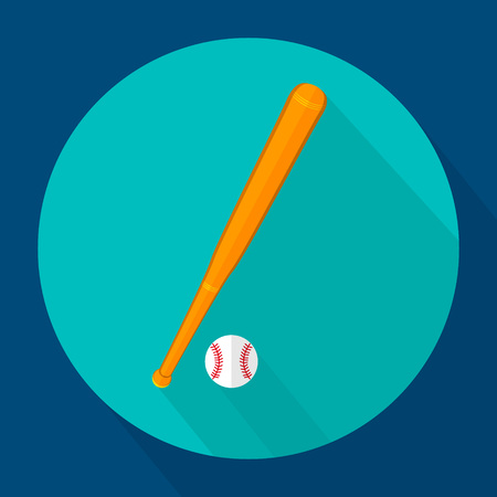 Baseball icon flat design. Baseball Icon Vector. Vector icons in flat design on the theme sport.  Vector fitness icon. Flat Style Icon with Long Shadow.のイラスト素材