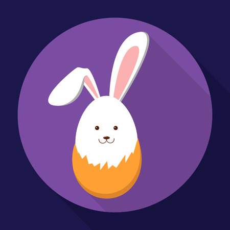 Vector Icon Easter Bunny. Easter rabbit holding an egg. Flat illustration. Vector illustration.のイラスト素材