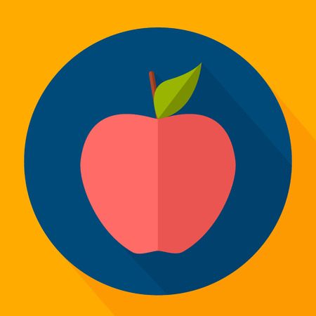 Flat apple icon. Vector icons in flat design on the theme sport.  Vector fitness icon. Flat Style Icon with Long Shadow.のイラスト素材