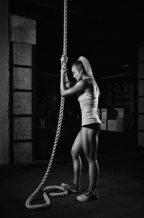 Female fitness athlete exercisingの写真素材