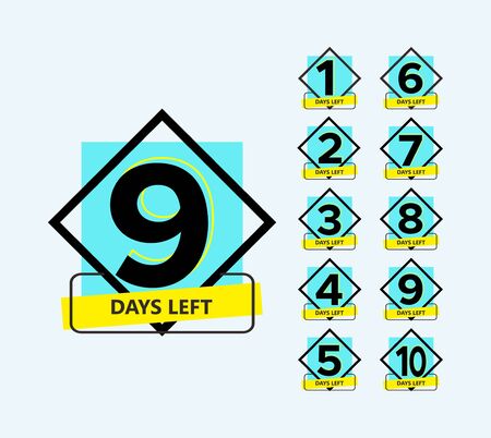 Set of number days left countdown for promotional banner Premium Vectorのイラスト素材