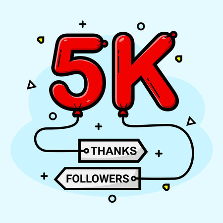 Vector 5k social media followers thank youのイラスト素材