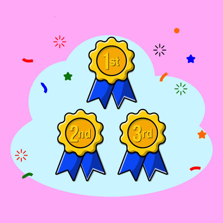 Award medals with blue ribbon Vector