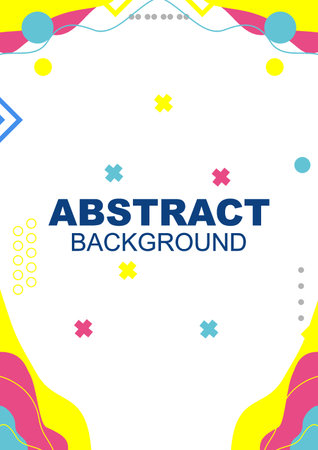 Vector abstract background texture design, bright poster, banner white and blue, yellow, red, grey element background vector illustration with dots and stripesのイラスト素材