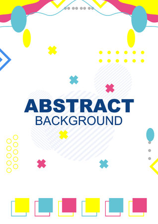 Vector abstract background texture design, bright poster, banner white and blue, yellow, red, grey element background vector illustration with dots and stripesのイラスト素材