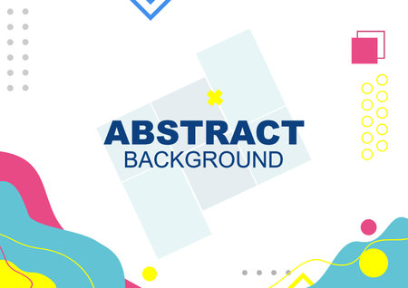 Vector abstract background texture design, bright poster, banner white and blue, yellow, red, grey element background vector illustration with dots and stripesのイラスト素材