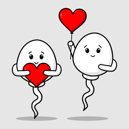 Set Cartoon Sperm with various emotions pose loveのイラスト素材