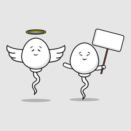 Set Cartoon Sperm with various emotions poseのイラスト素材