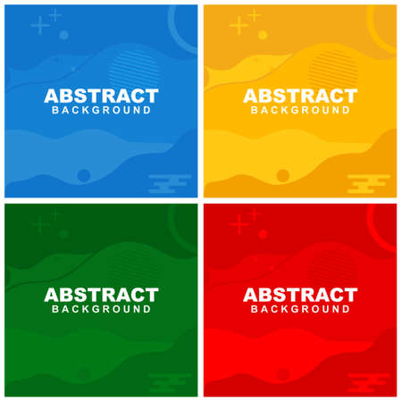 Illustration set vector of abstract background in red, blue, orange, and green color. Good to use for banner, social media template, poster and flyer template, etcのイラスト素材