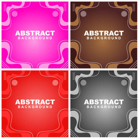 Illustration set vector of abstract background in violet, orange, green, and grey color. Good to use for banner, social media template, poster and flyer template, etc.のイラスト素材