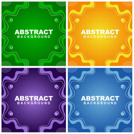 Illustration set vector of abstract background in violet, orange, green, and blue color. Good to use for banner, social media template, poster and flyer template, etc.のイラスト素材